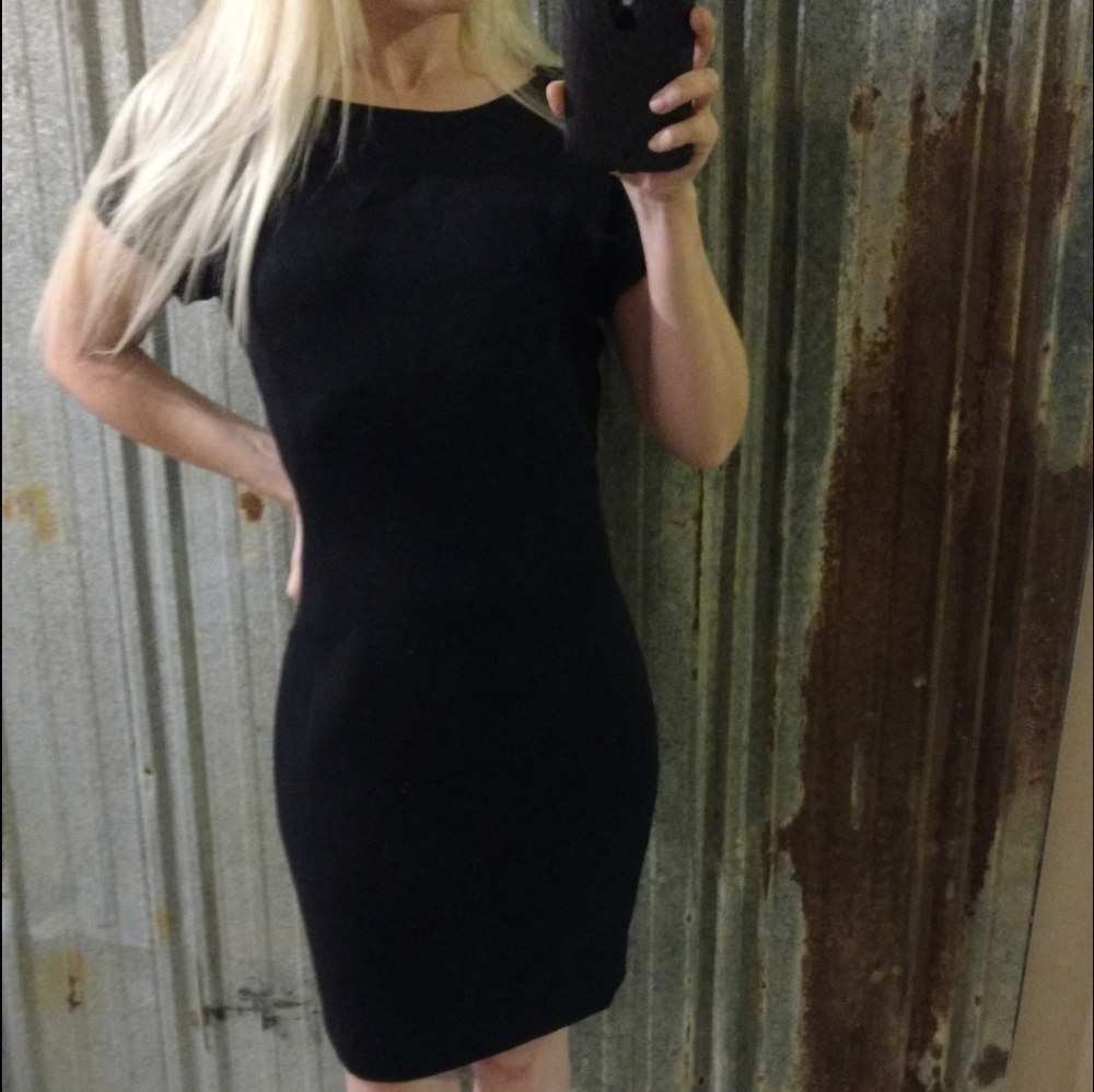 Black Silky Ann Taylor Sheath Dress - Picture 1 of 11